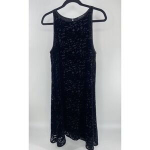 Eileen Fisher Dress Womens Black Medium Velvet Burnout Holiday Whimsy Goth Lined